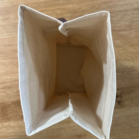 Khaki canvas lunch tote with beach print - Picture 4 of 10